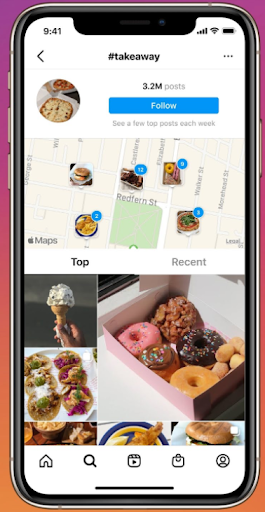mobile phone screen showing Instagram’s new Map Search feature